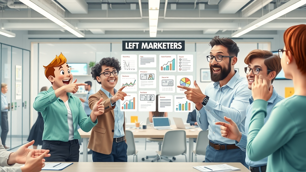 Marketers brainstorming innovative types of content strategies for content marketing tips with glass boards and graphics