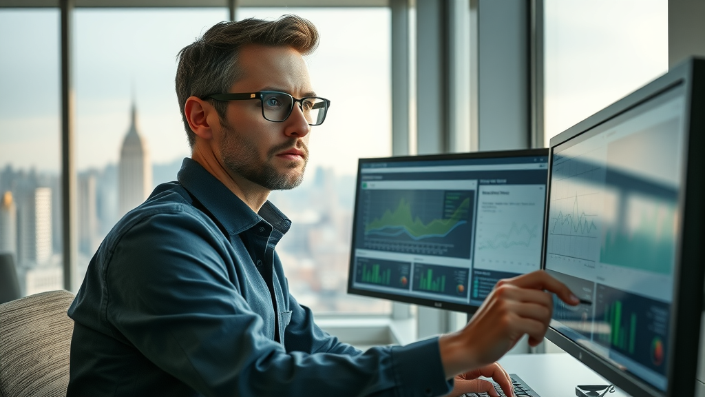 Analytics professional analyzing conversion metrics and heatmaps for conversion rate optimization