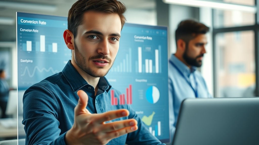 Ecommerce analytics dashboard showing positive conversion rate trends and key performance indicators, improve online conversions