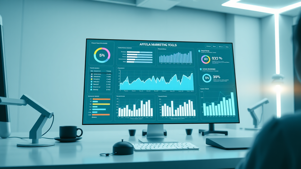 sleek digital dashboard displaying affiliate marketing tools, effective resources for monetizing branded media sites
