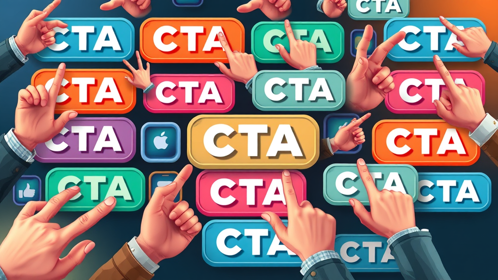 action examples dynamic collage of top cta buttons on smartphone and desktop devices