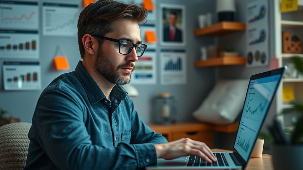 Digital marketer analyzing retargeting campaign metrics