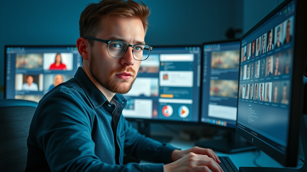 tech-savvy blogger creating personalized blog content with adaptive web modules for targeted blog audience engagement