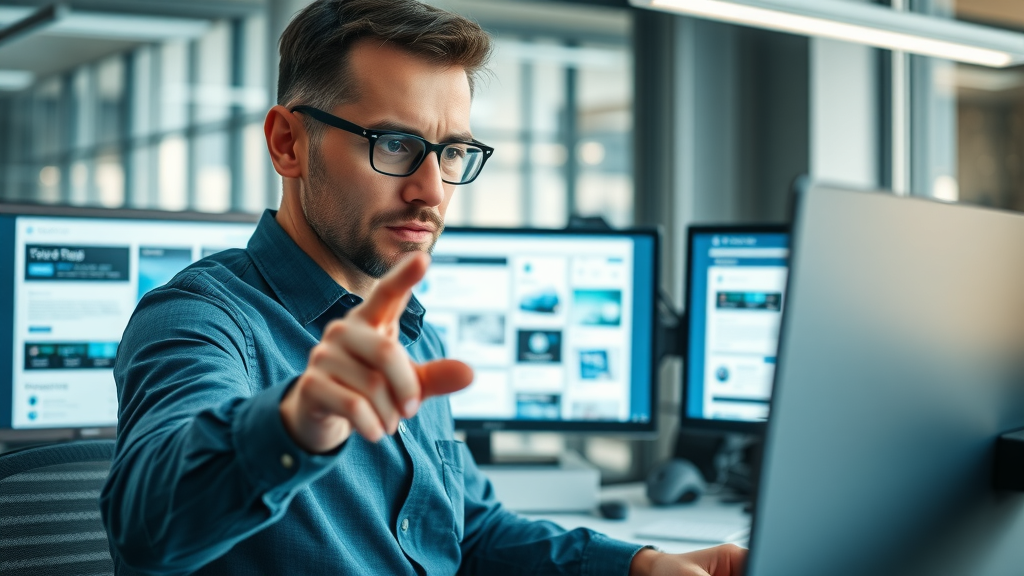 professional web designer analyzing wireframe structures, visual hierarchy in media site design tips