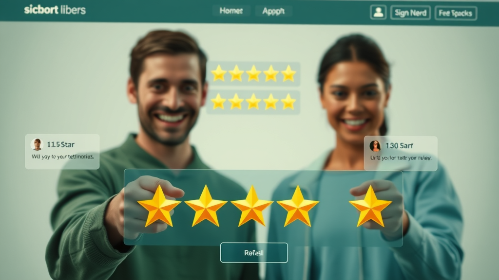 User testimonials interface with five-star reviews to improve online conversions