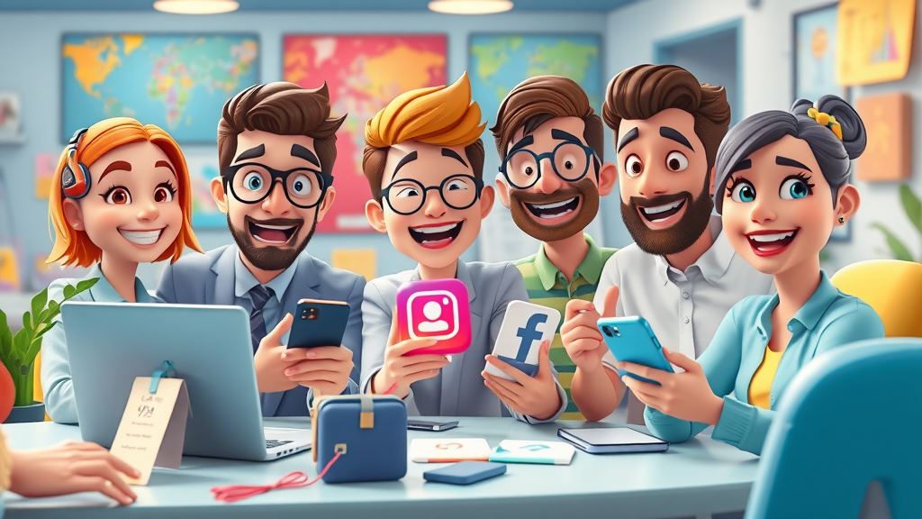 Engaged social media team creating localized posts, small business local marketing tactics
