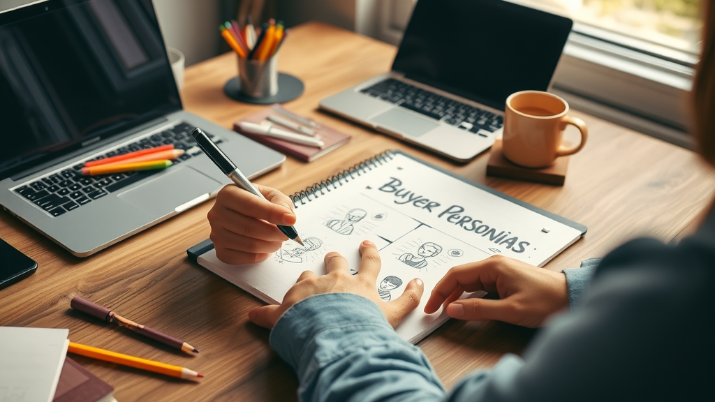 content marketing strategies for small business blogs - professional marketer sketching buyer personas for content goals