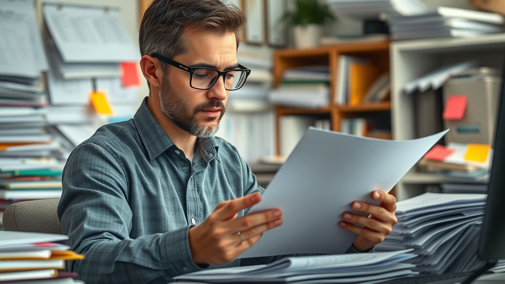 methodical content specialist reviewing digital content assets for an effective content strategy