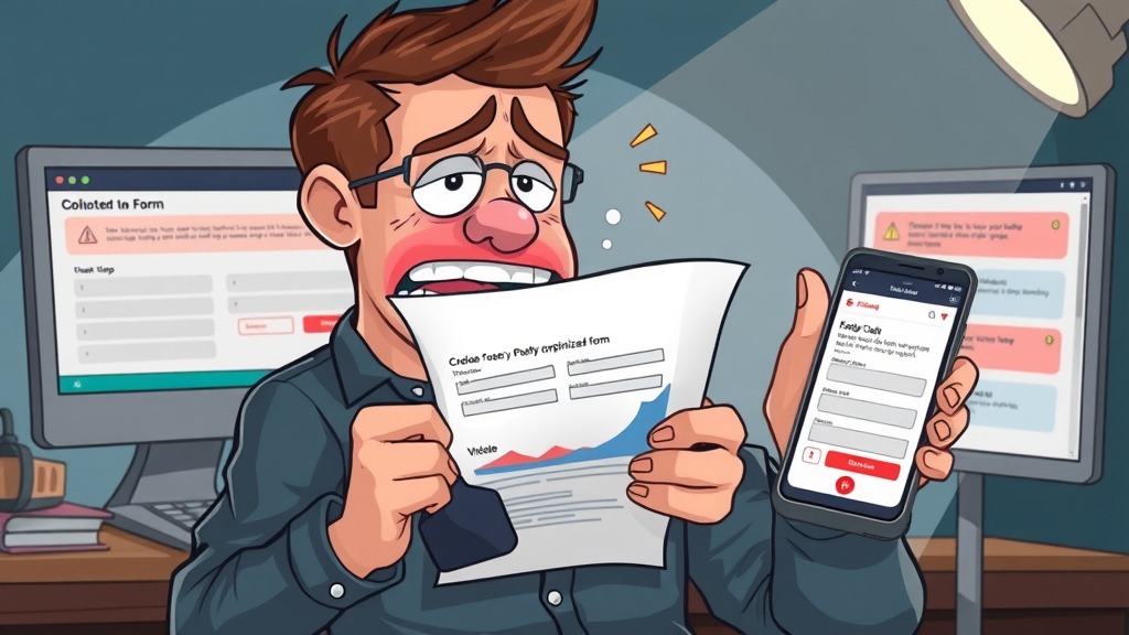 frustrated mobile user struggling with a poorly optimized form harming website conversion