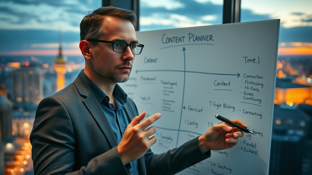 Strategic content planner developing content repurposing frameworks for large-scale content creation