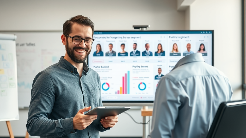 interactive dashboard showing personalized retargeting flows by user segment, retargeting ad, audience segmentation, personalization