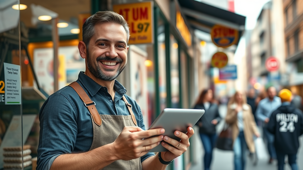 SEO for small businesses vibrant storefront owner main street foot traffic