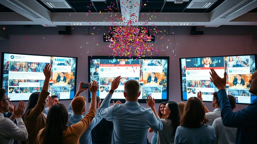 social media content strategy brand celebrating viral social campaign