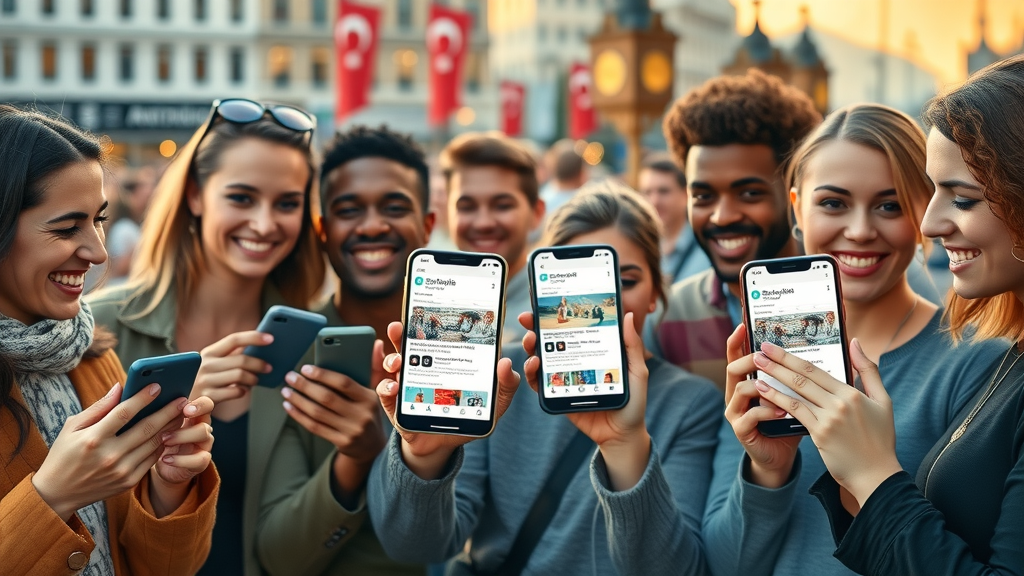 group of diverse people holding smartphones with a responsive media site, responsive media site design tips