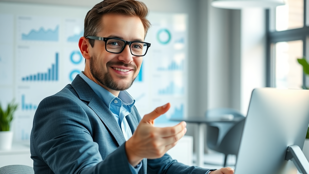 dynamic modern business website showing confident service provider analyzing website metrics for how to improve website conversions for service businesses
