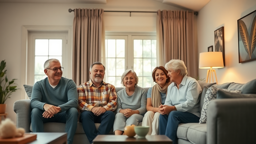 Family enjoying restored comfort after emergency HVAC repairs in cozy living room