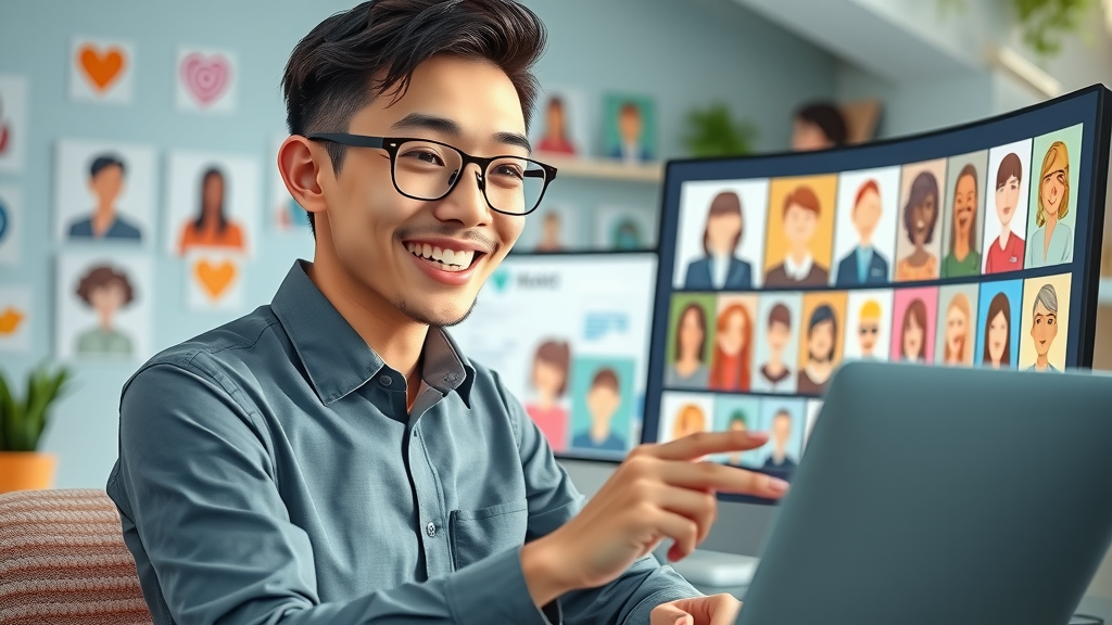 social media manager reviewing target audience research profiles