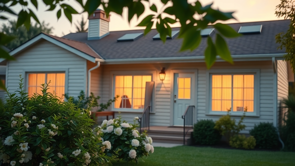 Suburban home with whole house fan installed for energy-efficient cooling