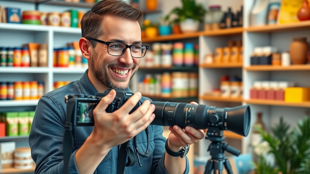 SEO for small businesses owner photographing products for blog quality content
