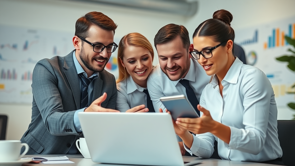 small business local market analytical team collaborating on marketing strategies