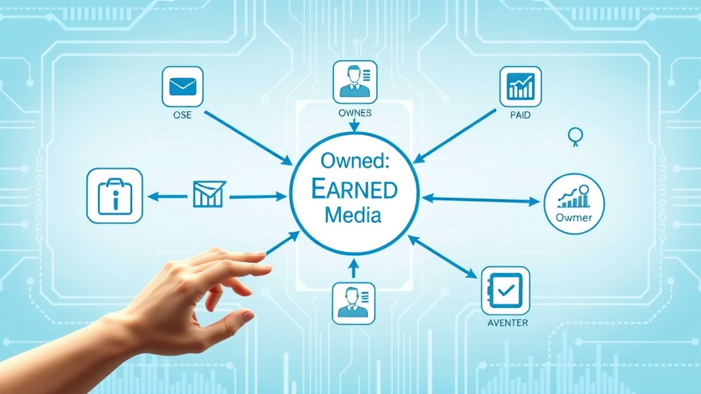 Owned Earned Paid content distribution channels digital network diagram