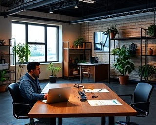 creative marketing, thoughtful expression, conceptualizing, photorealistic, urban workspace with diverse team, highly detailed, digital ads in development, shot with an 85mm lens, colorful, ambient lighting