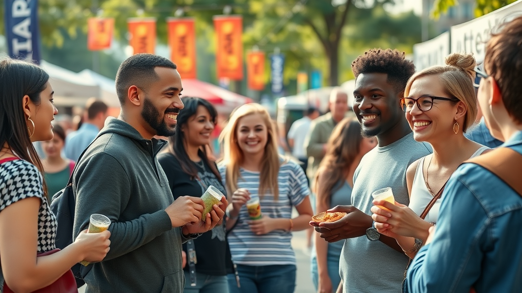 engaged diverse local community vibrant outdoor market local audience engagement