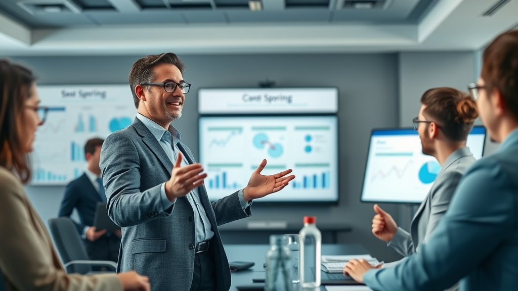 customer journey mapping business leader presenting benefits with infographics