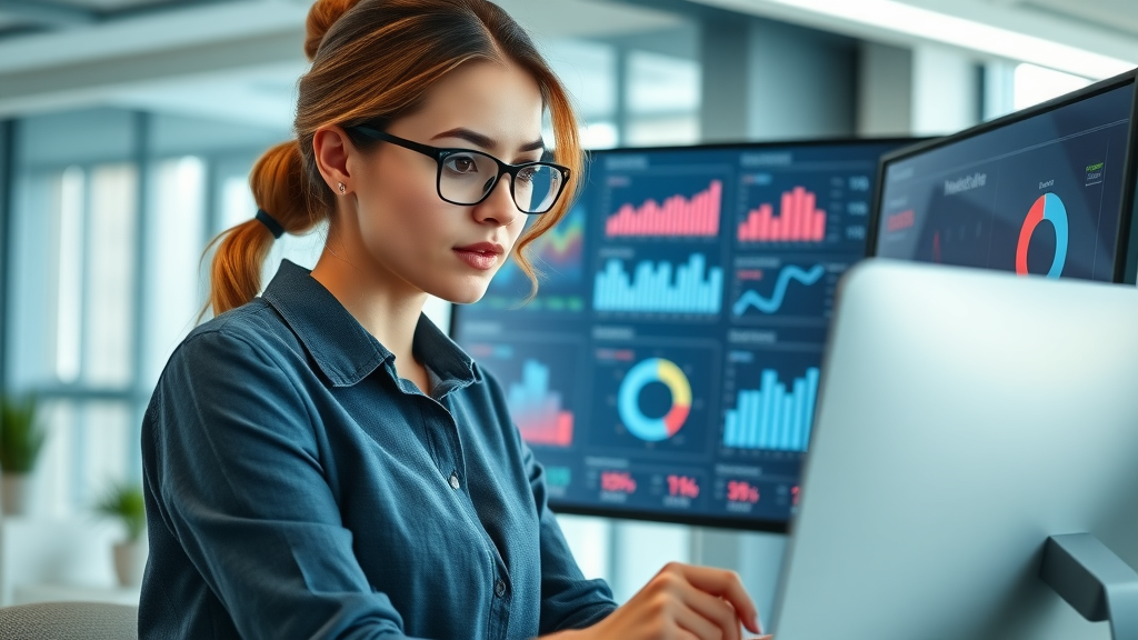 marketing analyst reviewing digital branding KPIs for small business
