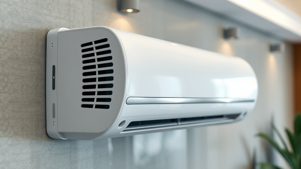 Energy-efficient air conditioning installation unit cooling residential interior.