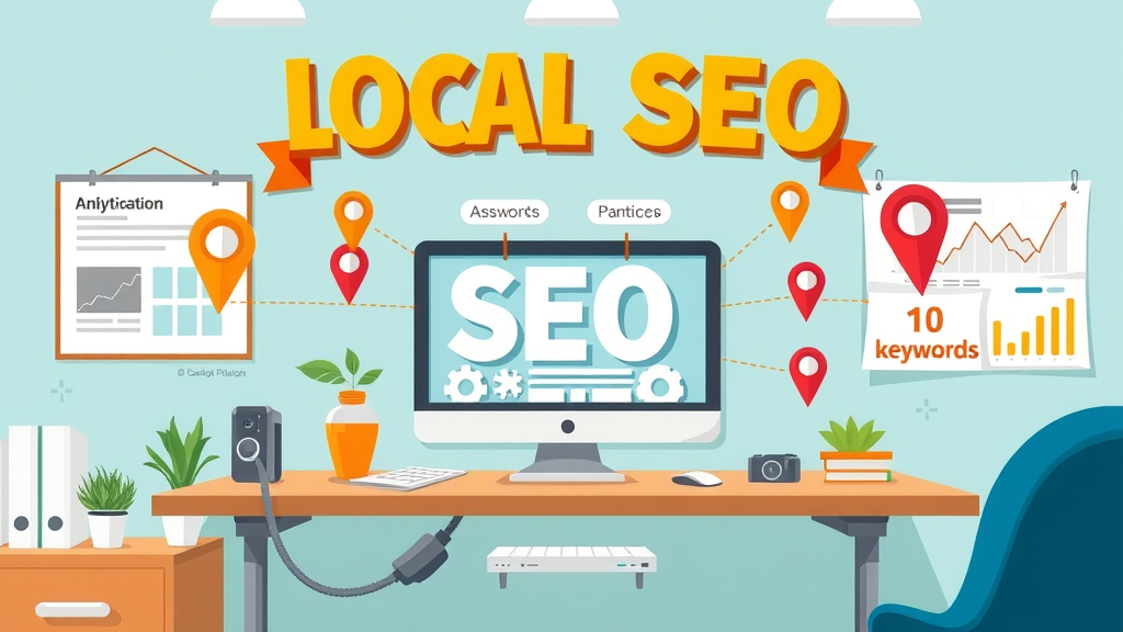 Infographic illustration highlighting local SEO ranking factors for local business website optimization.