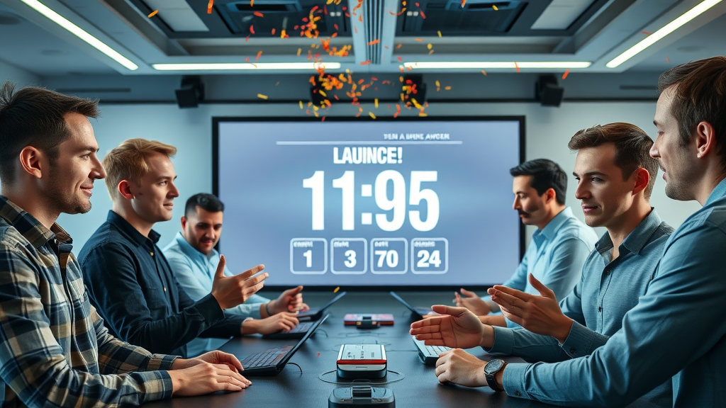 dedicated web dev team launching branded media site with digital countdown