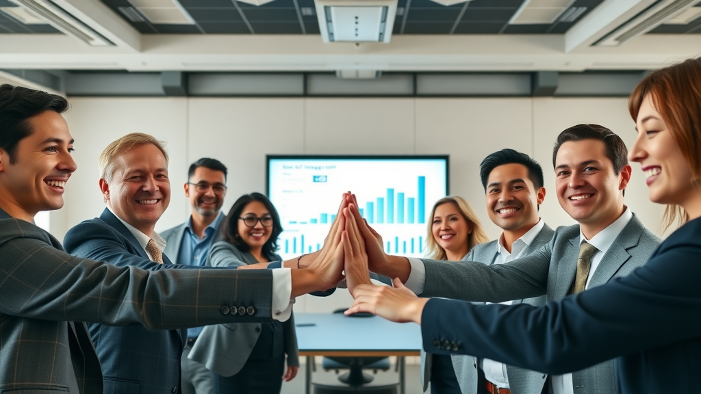 content team celebrating analytics spike after engaging blog post campaign for increased blog audience engagement