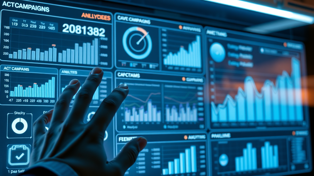 social media dashboard tracking active marketing campaigns for a service business