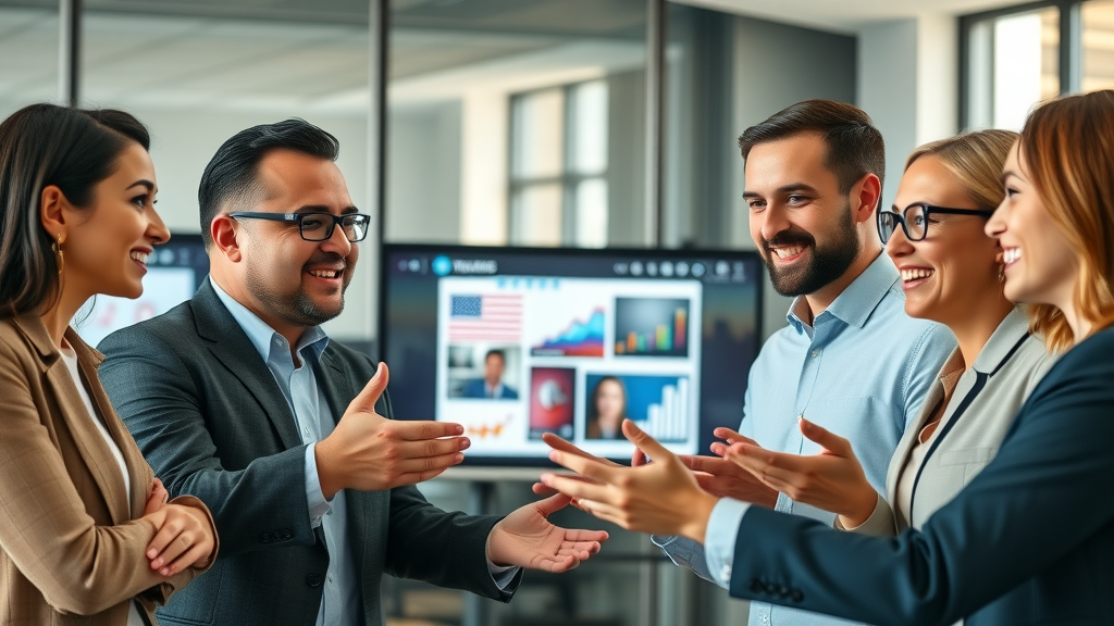Google Ads retargeting team strategizing digital ad campaigns in conference room