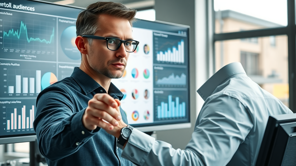 detailed web analytics interface displaying segmented audiences, custom audience segmentation, retargeting campaign